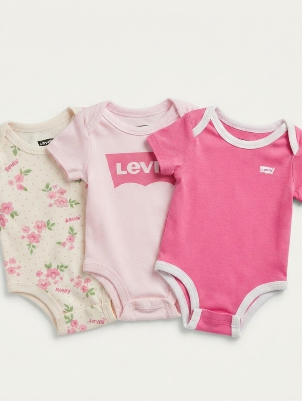 Levi's 3M Floral and Pink Baby Bodysuit Trio